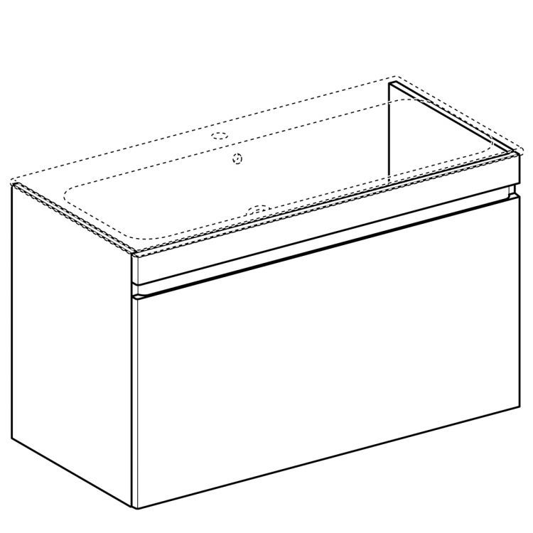 Тумба под раковину Geberit Renova Plan Slim,  98.8x58.5, темно-серый матовый [869501000]