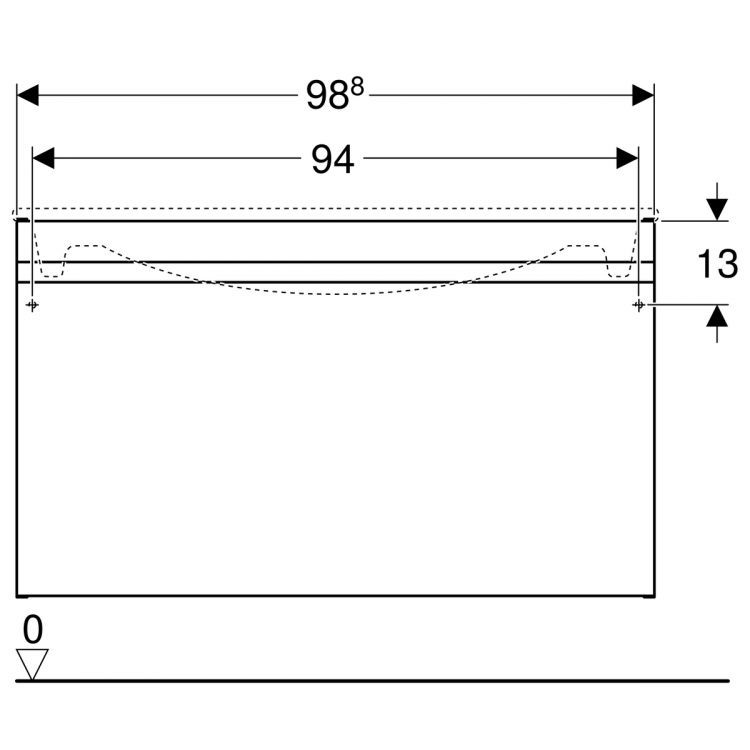 Тумба под раковину Geberit Renova Plan Slim,  98.8x58.5, темно-серый матовый [869501000]