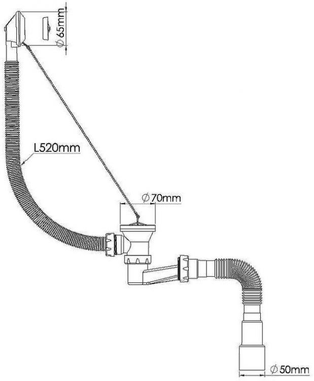 Слив-перелив Nova 1524 с пробкой на цепочке Хром