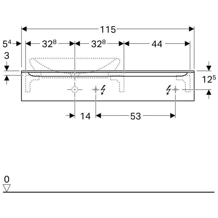 Тумба под раковину Geberit myDay, отверстие слева, 115x52, какао с молоком [824261000]