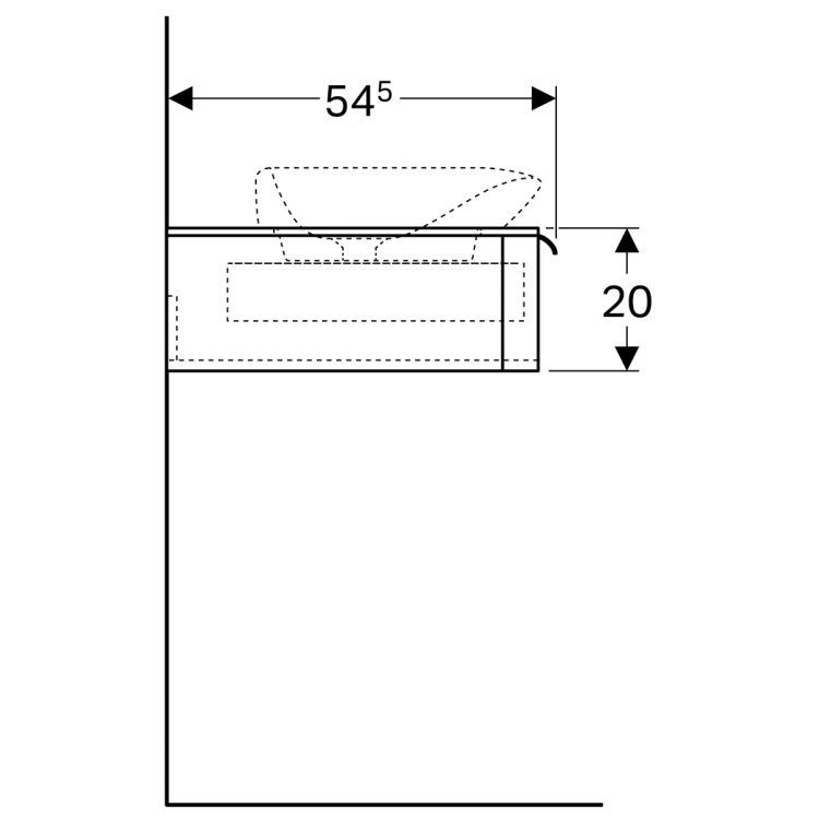 Тумба под раковину Geberit myDay, отверстие слева, 115x52, какао с молоком [824261000]