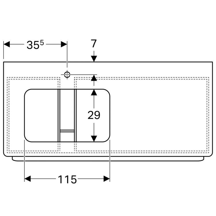Тумба под раковину Geberit myDay, отверстие слева, 115x52, какао с молоком [824261000]