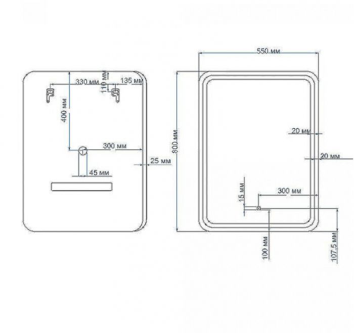 Зеркало Art&Max Latina AM-Lat-550-800-DS-F с подсветкой с сенсорным выключателем