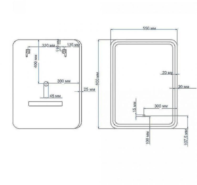 Зеркало Art&Max Latina AM-Lat-550-800-DS-F с подсветкой с сенсорным выключателем