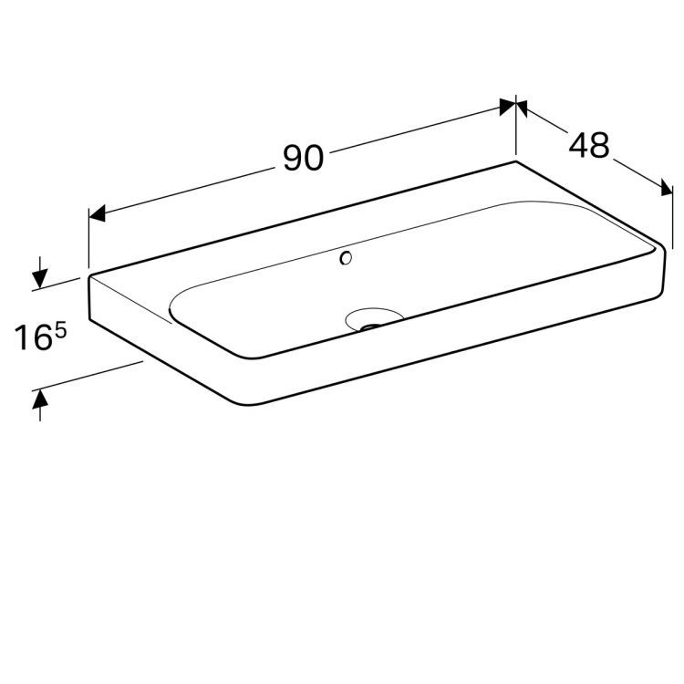 Раковина Geberit Smyle Square 90х48 см, без отв. под смеситель, с отв. перелива [500.250.01.1]