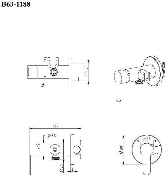 Гигиенический душ со смесителем Bond Smart B63-1188 цвет Черный матовый