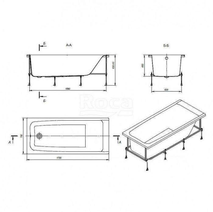 Акриловая ванна Roca Elba 170x75 248507000 без гидромассажа