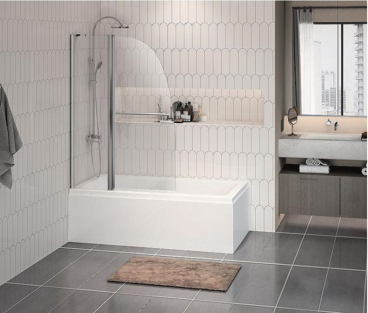 Шторка на ванну Azario Boston 100х140 AZ-142TB профиль Хром стекло прозрачное