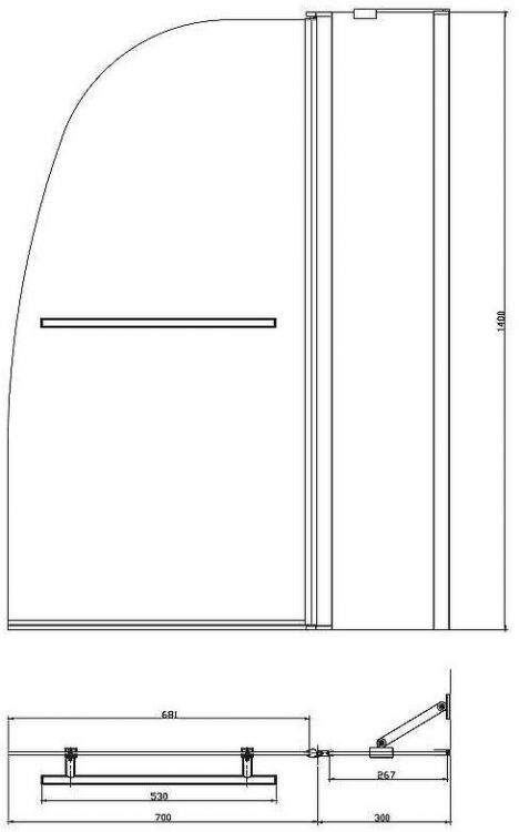 Шторка на ванну Azario Boston 100х140 AZ-142TB профиль Хром стекло прозрачное