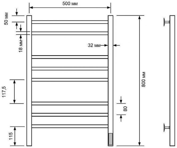 Электрический полотенцесушитель Comfysan Noumi EC-8 80x50 013837 Черный матовый
