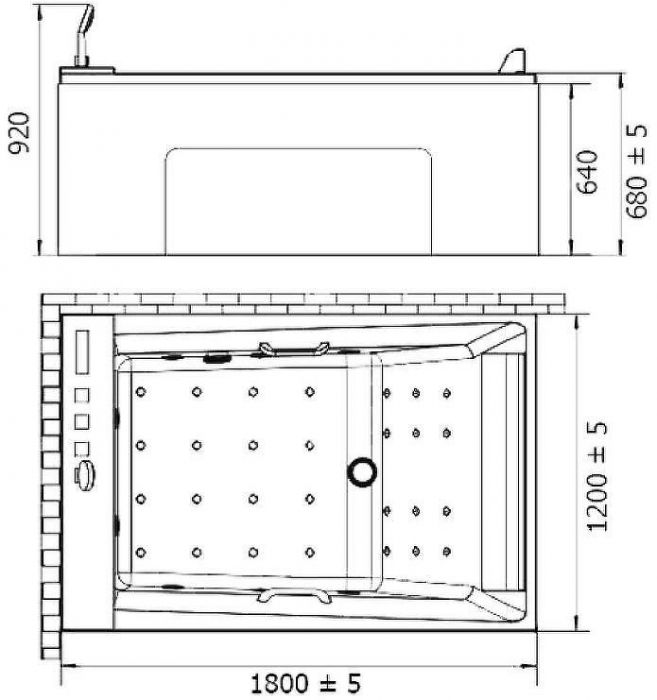 Акриловая ванна Orans 120x180 L 65105l0 с гидромассажем