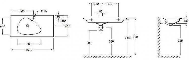 Раковина Jacob Delafon Nouvelle Vague 101 EXAQ112-Z-MG2 Серая