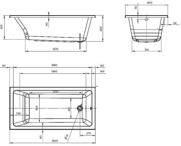 Акриловая ванна Marka One Bianca 180х80 01бья1880 без гидромассажа
