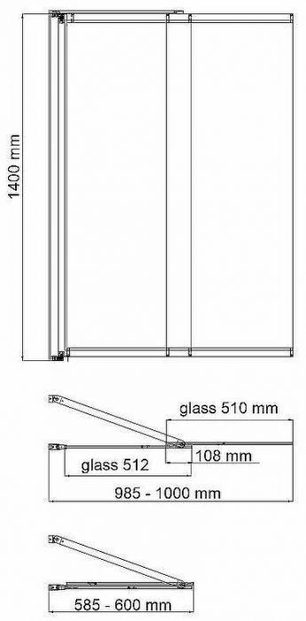 Шторка на ванну WasserKRAFT Dill 100 61S02-100 Fixed профиль Черный стекло прозрачное