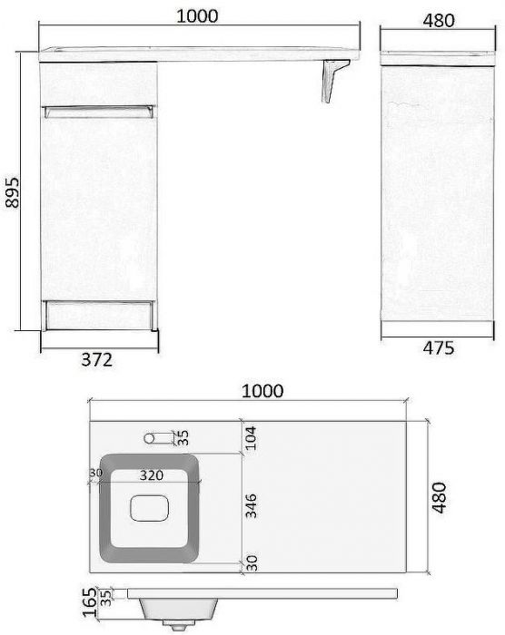 Тумба с раковиной Orange Sistema 100 L STK-40TUW+RAL с бельевой корзиной Белая