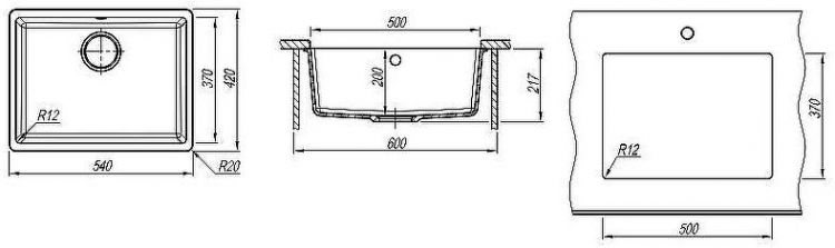 Кухонная мойка Florentina Вега-500 22.320.D0500.104 Бежевая