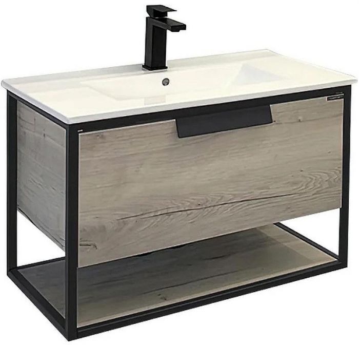Тумба с раковиной Comforty Бонн 75 00-00008475 подвесная Дуб дымчатый