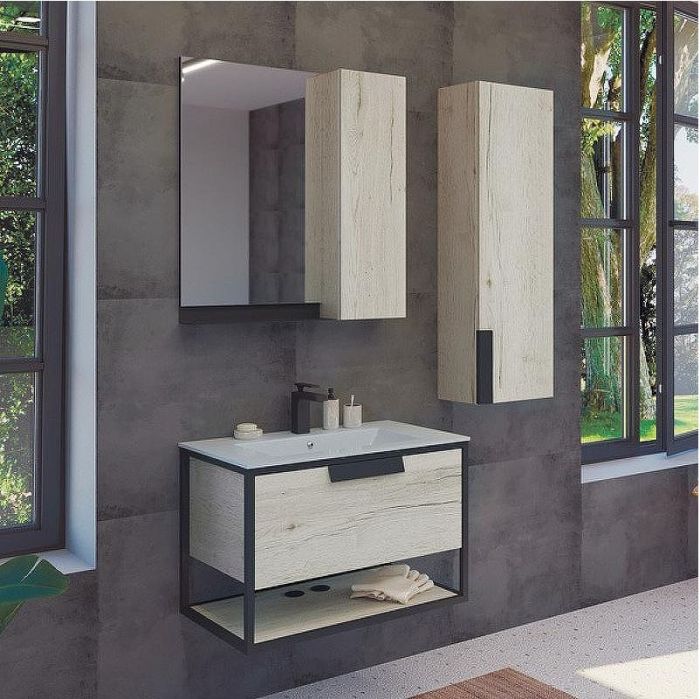 Тумба с раковиной Comforty Бонн 75 00-00008475 подвесная Дуб дымчатый