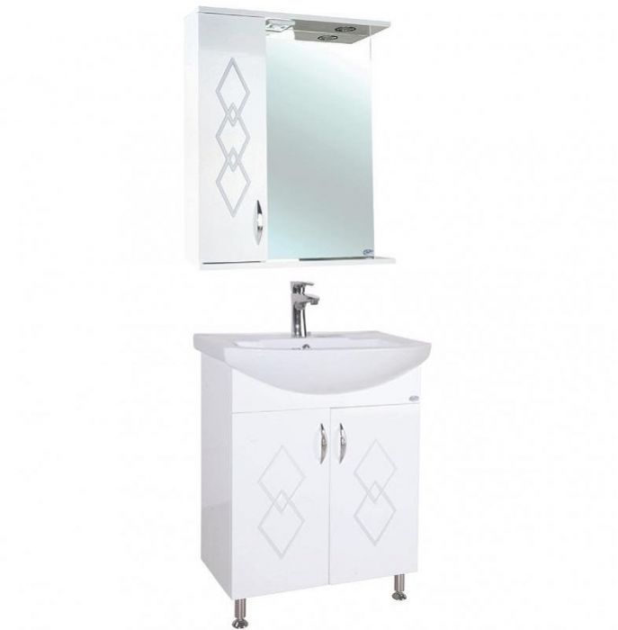 Зеркало со шкафом Bellezza Элеганс 55 L 4618608522013 с подсветкой Белое