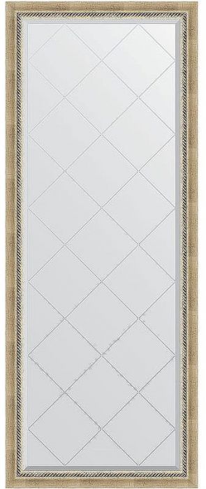 Зеркало Evoform Exclusive-G Floor 198х78 BY 6302 с гравировкой в багетной раме - Состаренное серебро с плетением 70