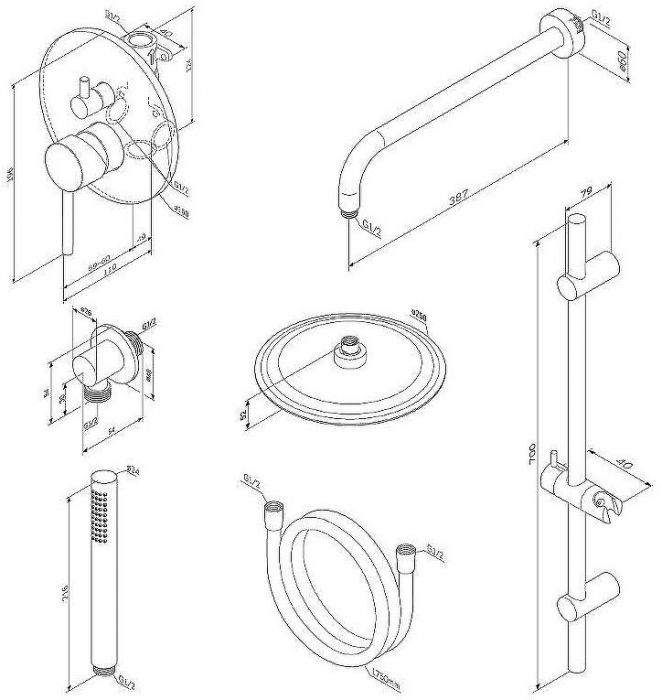 Душевая система Damixa Scandinavian Pure 936530000 Хром