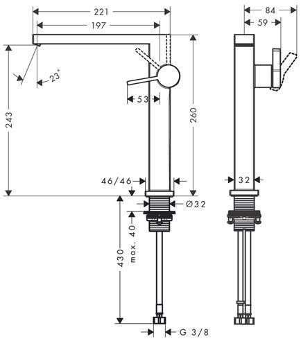 Hansgrohe Tecturis E Смеситель для раковины 240 Fine, однорычажный, CoolStart, с клапаном push-open, цвет: матовый черный