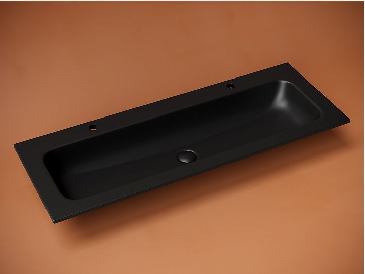 Раковина накладная CERAMICANOVA Grace прямоугольная, с 2 отверстиями под смеситель цвет черный матовый CN7016MB