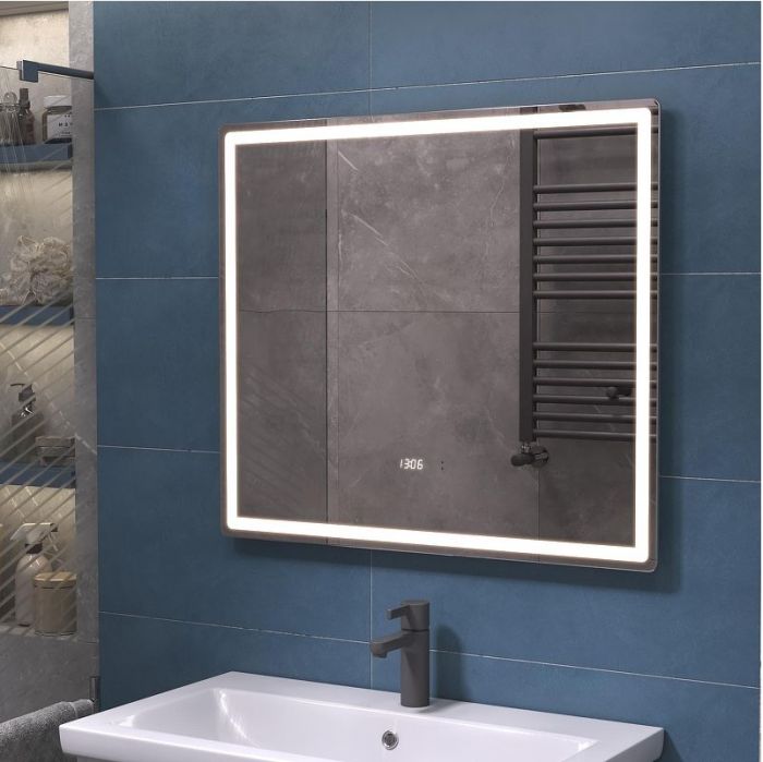 Зеркало Vigo Geometry Luxe 80 210 с подсветкой с бесконтактным выключателем с диммером с подогревом и часами