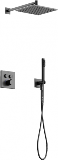 Душевой комплект с термостатом SANCOS Linn, с внутренней частью, вороненая сталь арт. SC9022GG