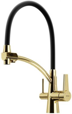 Смеситель для кухни Sancos Eri с гибким изливом, цвет полированное золото/черный, SC4001ZG