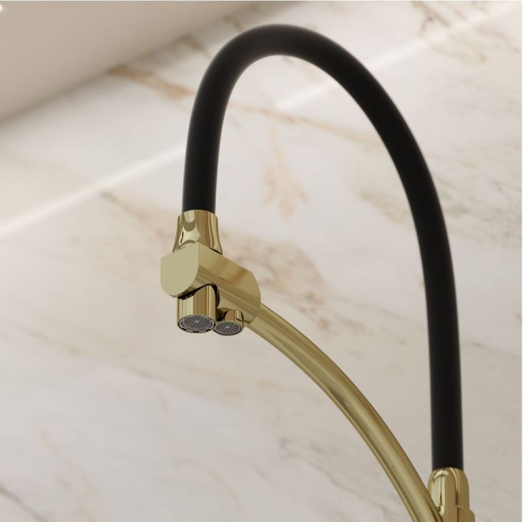 Смеситель для кухни Sancos Eri с гибким изливом, цвет полированное золото/черный, SC4001ZG Смеситель для кухни Sancos Eri с гибким изливом, цвет полированное золото/черный, SC4001ZG