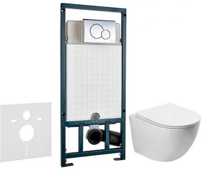 Комплект унитаза Vincea Globo VT1-14S с сиденьем Микролифт и инсталляцией WeltWasser WW Marberg 507 10000005949+10000005952 с клавишей смыва Хром глянцевый