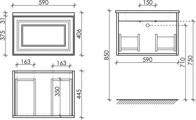 Тумба подвесная SANCOS под раковину Very, Bianco 590х445х406, VR60W