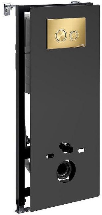 Инсталляция WasserKRAFT Abens 20TLT.010.ME.BL.MG01 для унитаза Черное стекло с клавишей смыва Золото матовое