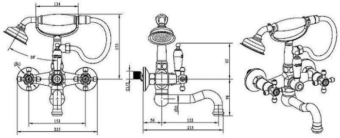 Смеситель для ванны Boheme Medici Presente 313 Бронза