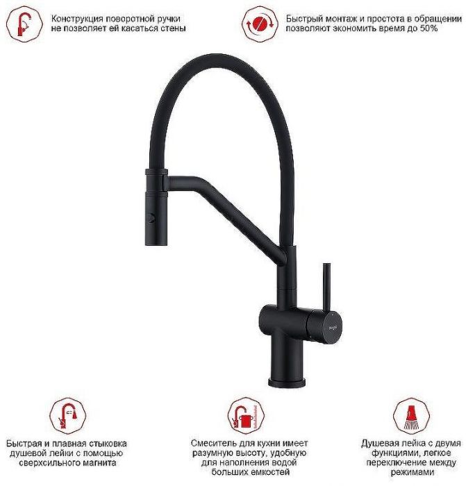 Смеситель для кухни Raglo R86.41.06 Черный матовый