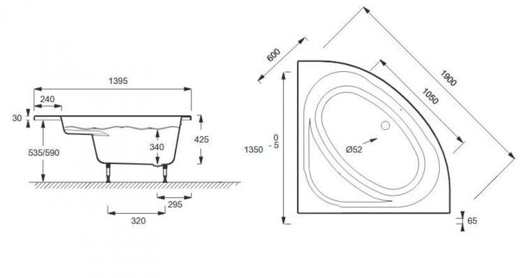 Акриловая ванна Jacob Delafon Domo 135x135 E60224-00