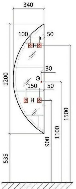 Шкаф пенал Jorno Solis New 34 SolN.11.34/W/JR с подсветкой с бесконтактным выключателем