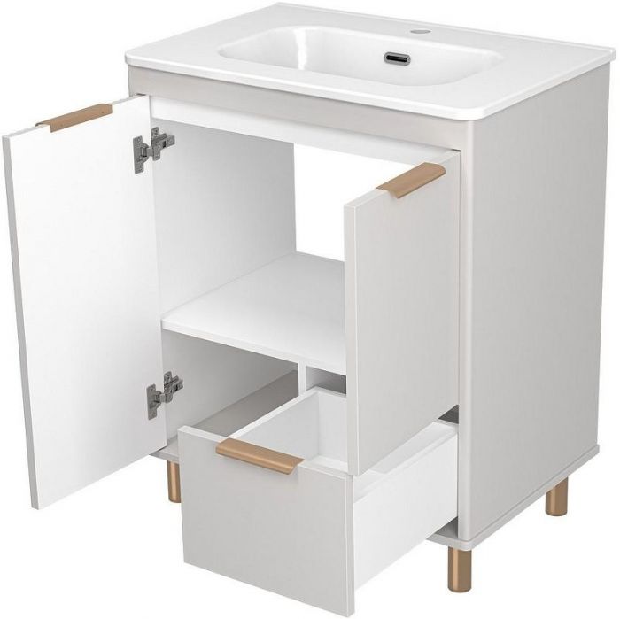 Тумба с раковиной Brevita Risacca Crema 70 УТ000025679 Серая матовая