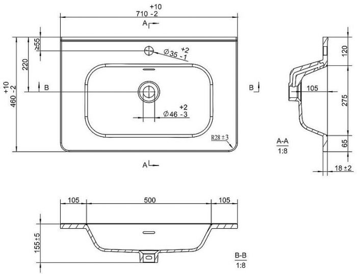 Тумба с раковиной Brevita Risacca Crema 70 УТ000025679 Серая матовая