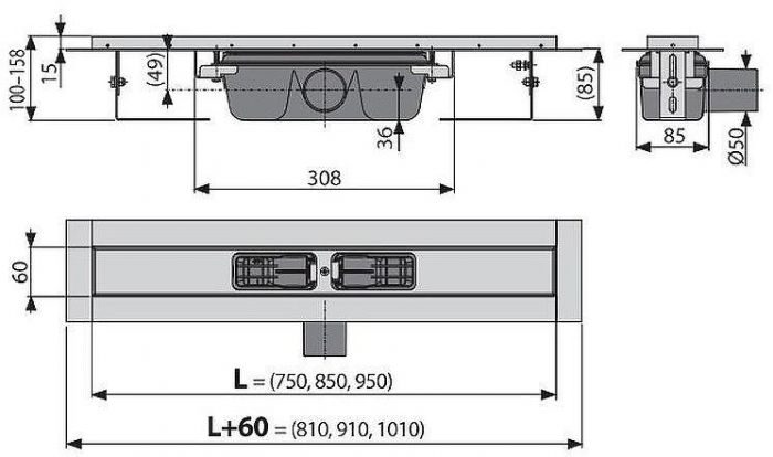 Душевой лоток Alcaplast APZ1S-950 (APZ1-950) без решетки