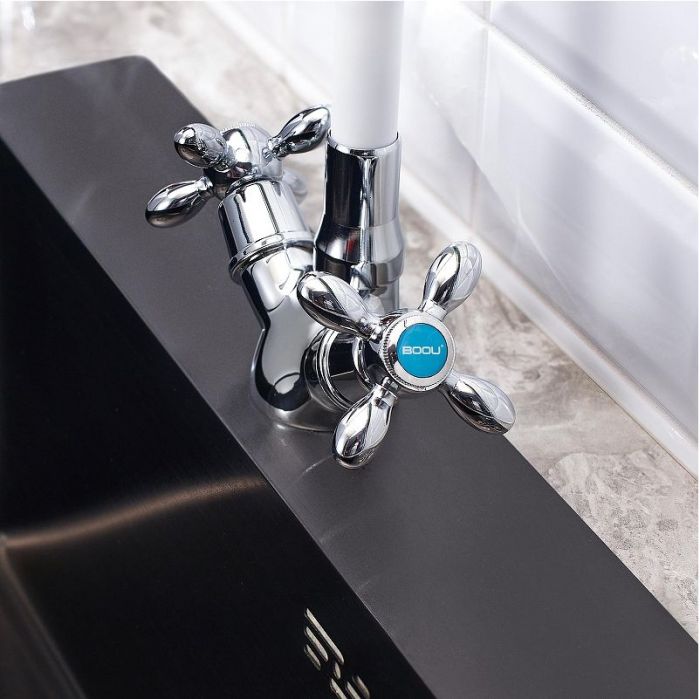 Смеситель для кухни Boou BA5318-1F-E351A-B702 цвет Белый Хром