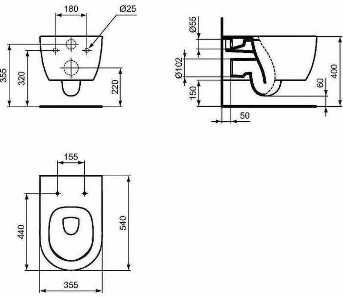 Комплект унитаза с инсталляцией Ideal Standard Blend Сurve M520801 с сиденьем Микролифт