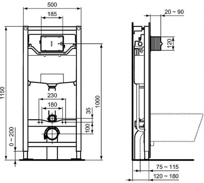 Комплект унитаза с инсталляцией Ideal Standard Blend Сurve M520801 с сиденьем Микролифт