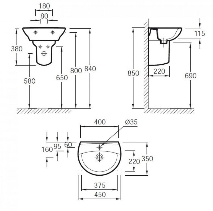 Раковина Jacob Delafon Patio E4144-00
