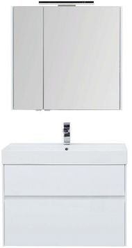 Комплект мебели для ванной Aquanet Бруклин 85 207801 подвесной Белый глянец