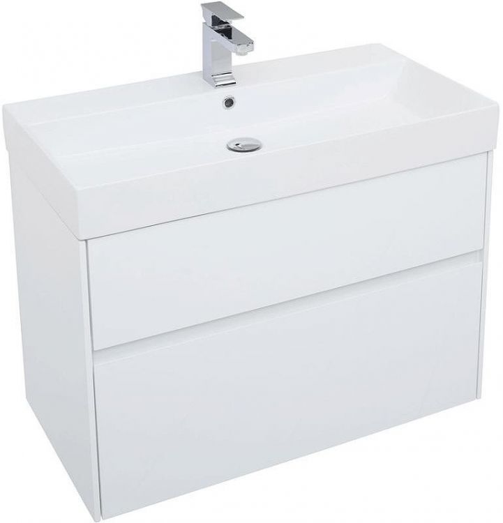 Комплект мебели для ванной Aquanet Бруклин 85 207801 подвесной Белый глянец
