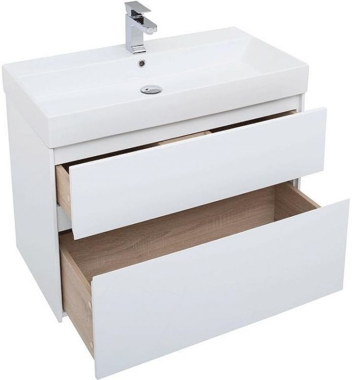 Комплект мебели для ванной Aquanet Бруклин 85 207801 подвесной Белый глянец