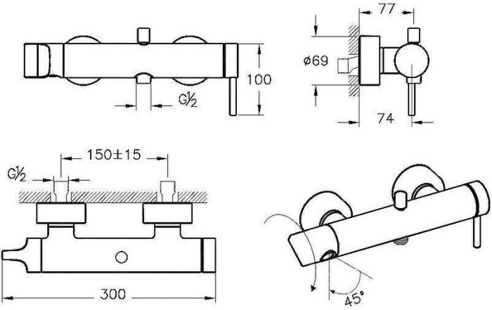 Смеситель для ванны Vitra Origin A4261936 Черный матовый