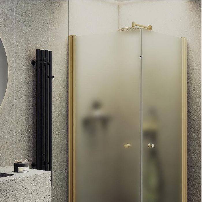 Душевой уголок Maybah Glass MGY-1294-3 900x900x1980 на монопетлях Золото стекло сатиновое